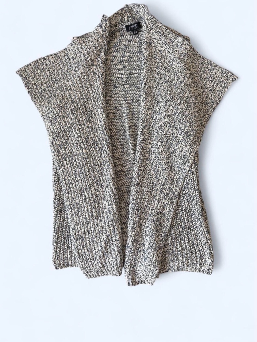 Jones New York Cream & Gray Marled Open-Front Knit Vest